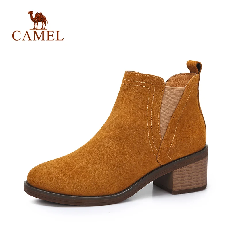 CAMEL/женские замшевые ботильоны в стиле ретро женские зимние полусапожки на