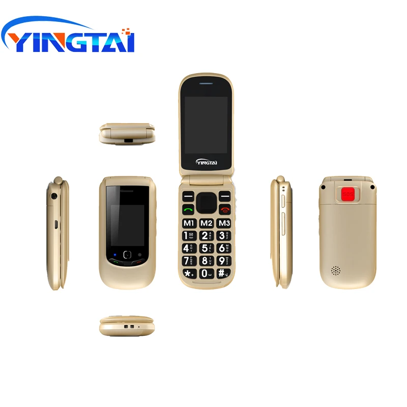 YINGTAI T10 3g разблокирована Dual Sim карты флип старшего мобильного телефона SOS клавишу