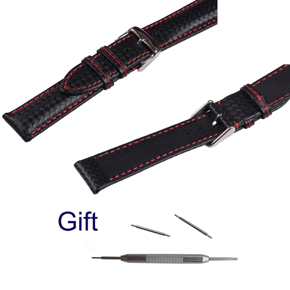 Ремешок для часов из углеродного волокна разных цветов 20 мм 22 мм|leather watchband|genuine