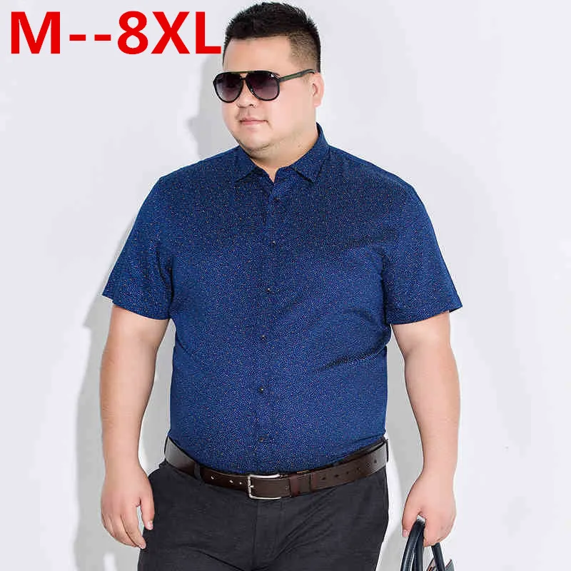 9XL 8XL 6XL 4XL 5XL Хлопковая мужская рубашка в горошек с коротким рукавом повседневная