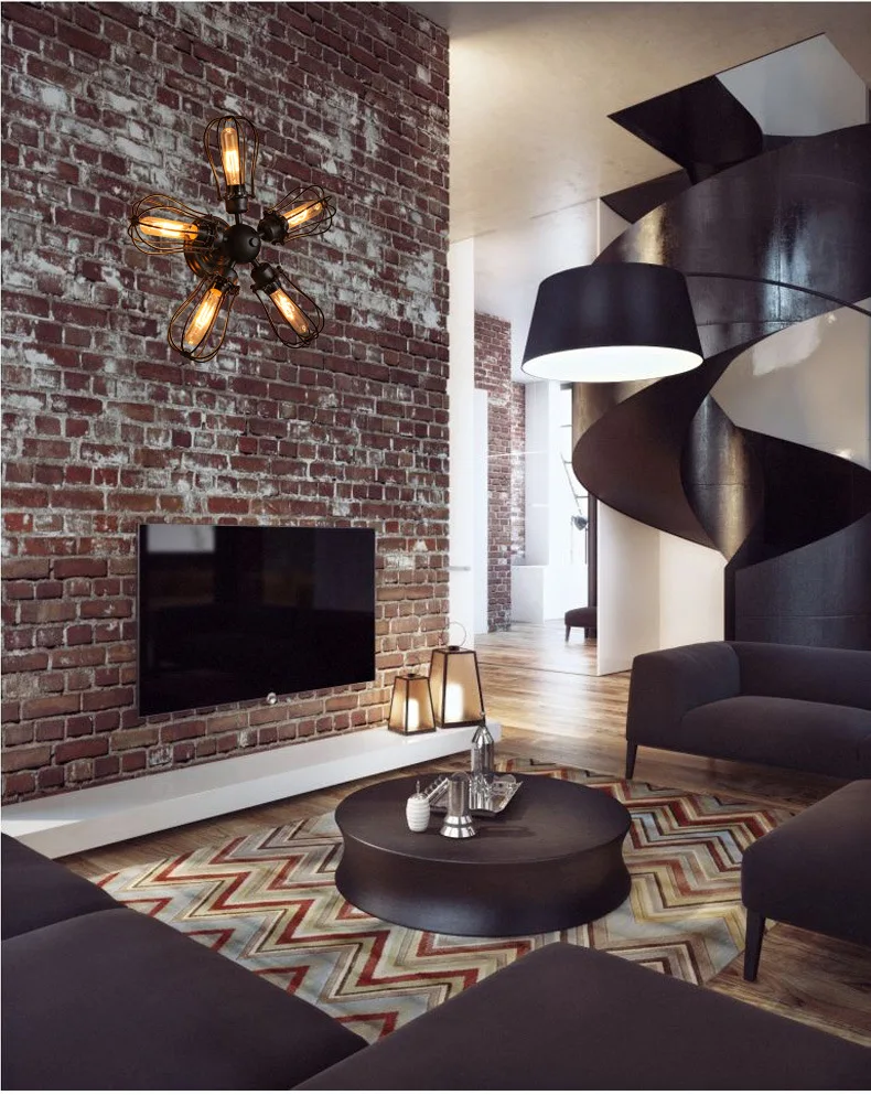 5 черных промышленных винтажных потолочных ламп в стиле ретро американский