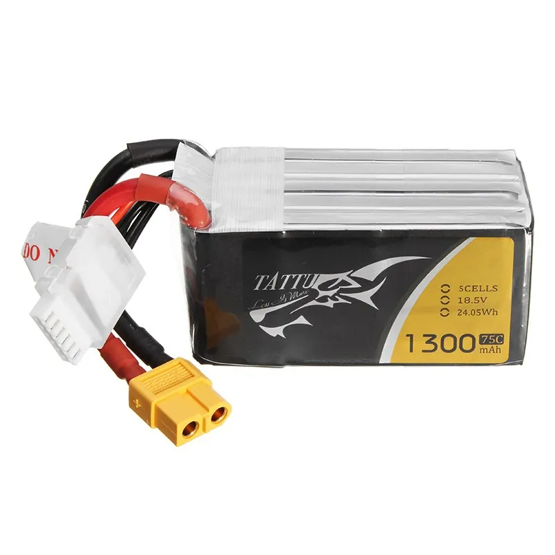 TATTU 18 5 V 1300mAh 75C 24.05Wh 5S XT60 разъем Lipo батарея для RC FPV гоночная камера Дрон запасные