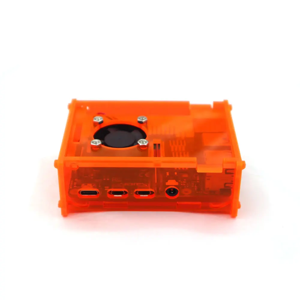 Оранжевая акриловая коробка корпуса с охлаждающим вентилятором для Raspberry Pi