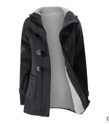 Dark grey Одежда женская зимняя толстовка с капюшоном и длинными рукавами, большие размеры, корейская модная одежда, имитация овечьей шерсти, теплое хлопковое пальто, 5XL BN4105 - Цвет: Dark grey