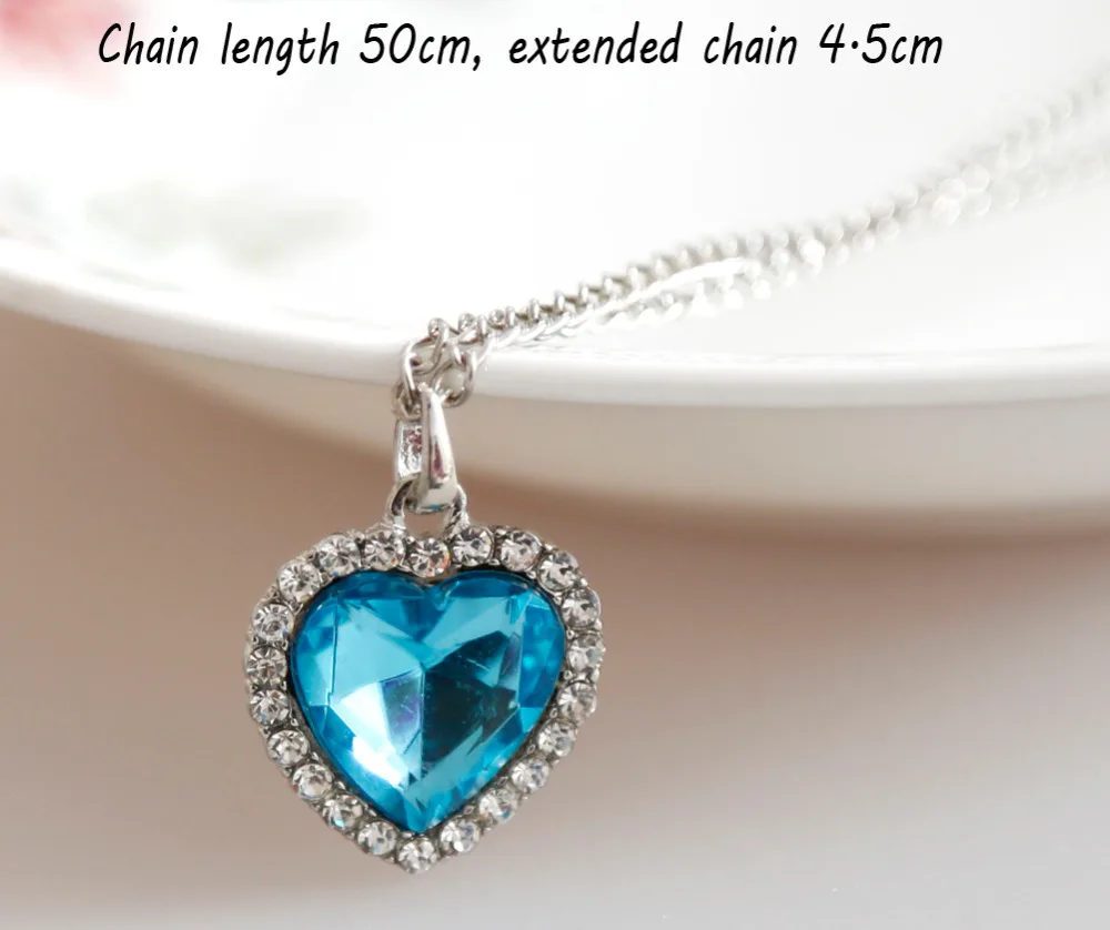 New Style Crystal Rhinestone Heart Shaped Pendant Necklace Blue Champagne Pink Fine Jewelry for Girls | Украшения и аксессуары
