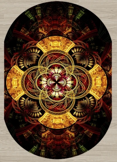 

Else Golden Yellow Black Abstract Space 3d Pattern Print Non Slip Microfiber Living Room Modern Oval Washable Area Rug Carpet