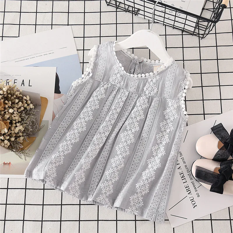 ISHOWTIENDA/одежда для малышей сплошные кружевные лоскутные топы жилет Повседневная