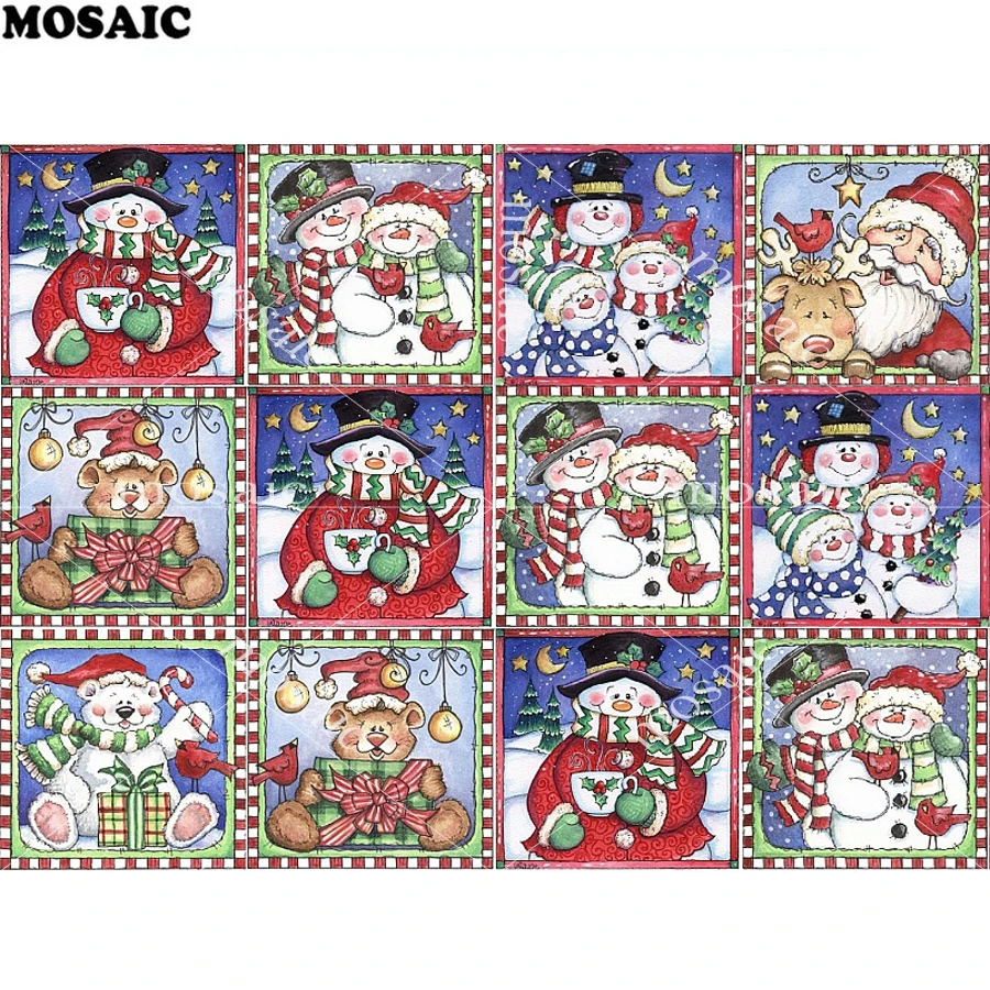 

Полноразмерная Алмазная вышивка, Рождество/Новый год/зима/Снеговик, 5D, алмазная живопись, 3D, Алмазная мозаика, рукоделие, ремесло, Рождество,...