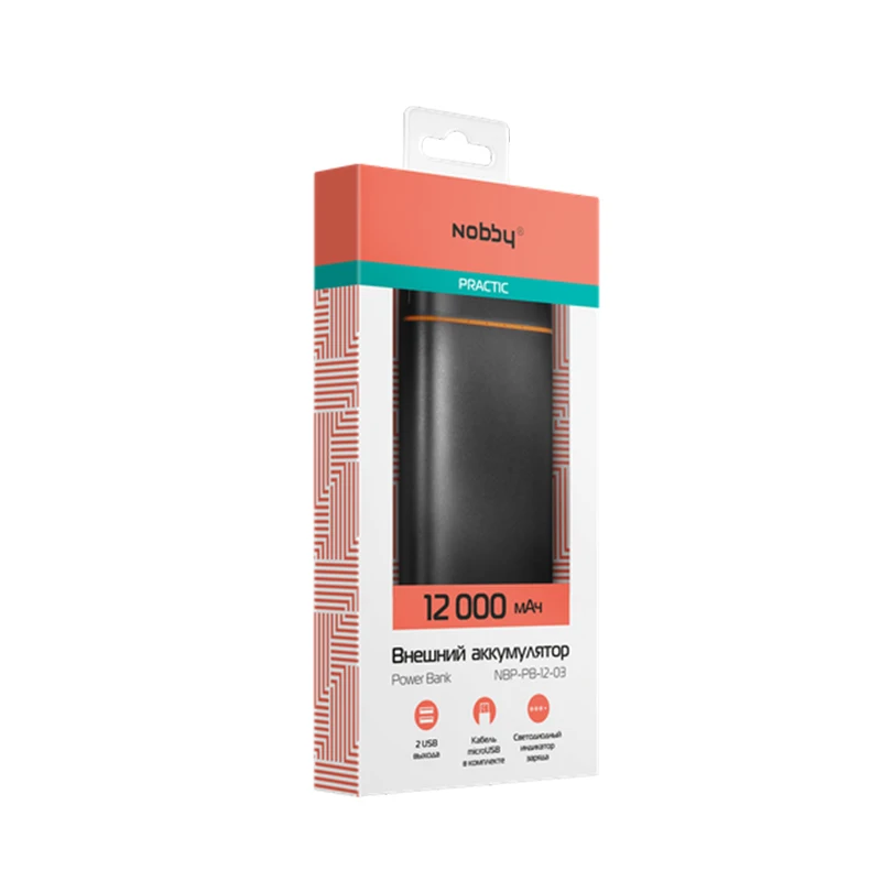 Power bank Nobby 12000mah NBP PB 12 03 2USB black|Внешние аккумуляторы| |