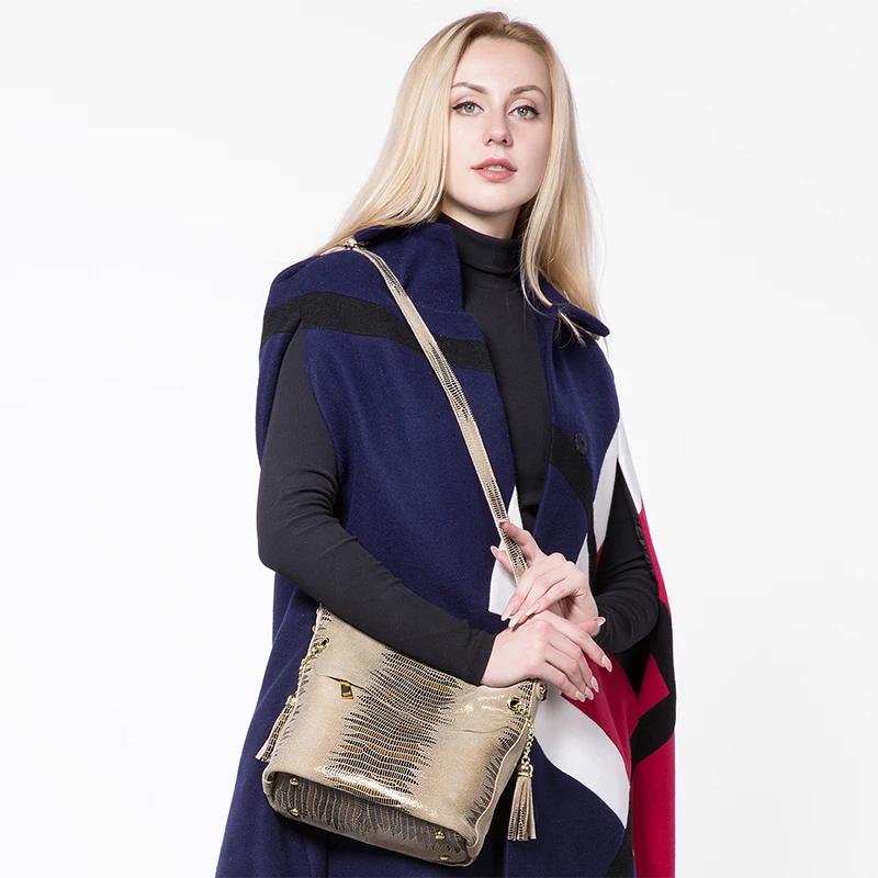 Женская сумка через плечо из натуральной кожи REALER|bag with tassels|bags withbag ladies |