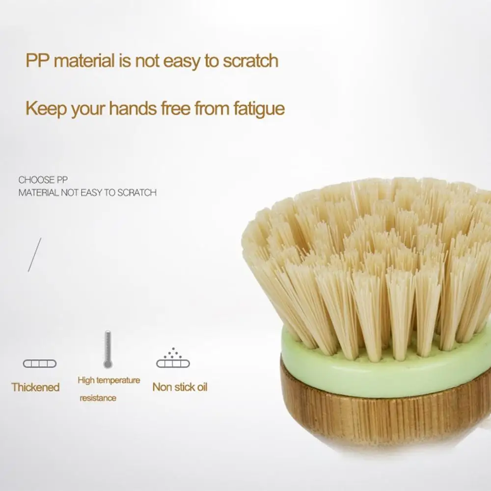 Cleaning Bowl with Bamboo Handle Palm Brush Kitchen Non-stick Skillet Oil Pot Dish 2PCS | Дом и сад