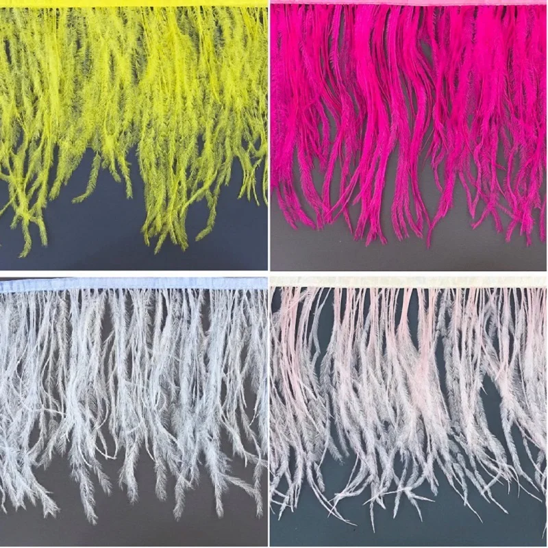 16-18cm Lenght Ostrich feathers on a ribbon for sewing dresses boa and other price per meter DIY beautiful fringe trims MA | Дом и сад