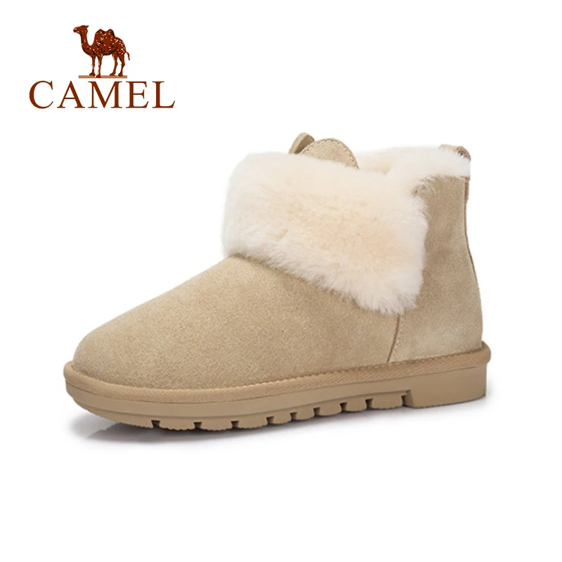 CAMEL/стильные зимние сапоги женские меховые женская обувь на плоской подошве