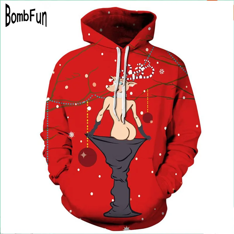 2017 Рождественская забавная толстовка с капюшоном для мужчин и женщин толстовки 3d