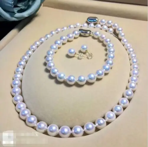 

AAA 9-10 мм Природный из южной морей круглый белый жемчуг ожерелье браслет серьги> ожерелье-чокер для девочек кулон Бесплатная доставка