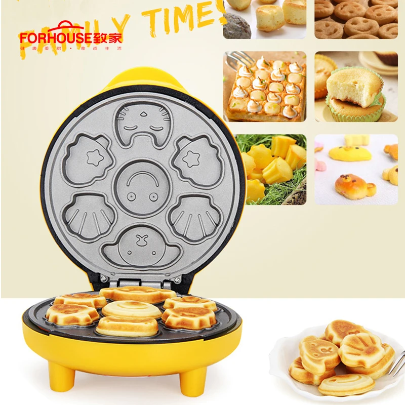 Beste Mini Elektrische Wafel Mold Maker Pannenkoek Machine Draagbare Leuke Cartoon Cakevorm Non-stick Brood Bakken Gereedschap Ontbijt 220V