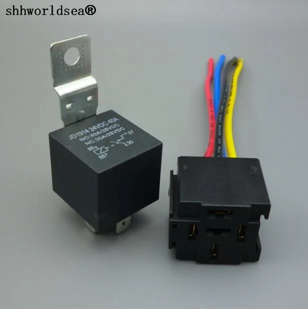 

shhworldsea 1set Waterproof Automotive Relay 5pin 40a 24v Car 12v 4pin 5pin With Relay socket