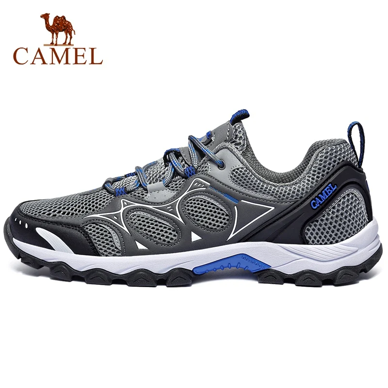 A812330045-Gray-M CAMEL/Новинка; уличные воздухопроницаемые кроссовки для мужчин; походная обувь; сезон лето-осень; нескользящая прочная Мужская походная обувь; ; большие размеры - Цвет: A812330045-Gray-M