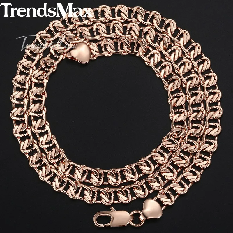 Trendsmax 7 5 мм Ожерелье s для женщин и мужчин 585 розовое золото Улитка Цепочка бордюра