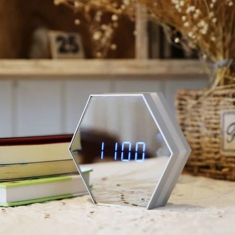 

Multi-function Led Mirror Digital Alarm Clock Night Light Temperature Display Mirror Thermometer Touch Sensing Table Lamp