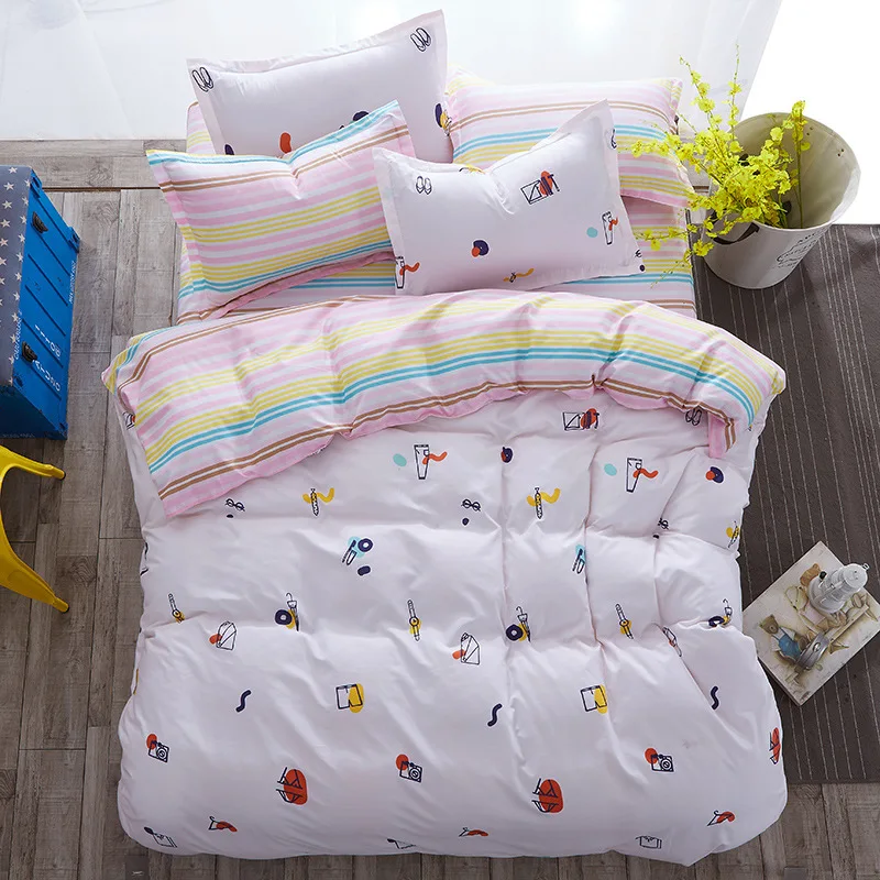Soft Cotton Bedding Set Duvet Cover Sheet Pillowcase 3/4 pcs Bed Linen Kids Child Bedclothes Single Twin Queen King Size 150x200 | Дом и сад