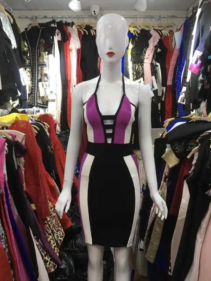 Женское вечернее платье с лямкой на шее черное белое синее фиолетовое Бандажное