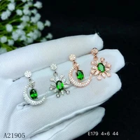 kjjeaxcmy boutique jewelry 925 sterling silver inlaid natural diopside gemstone female earrings support detection