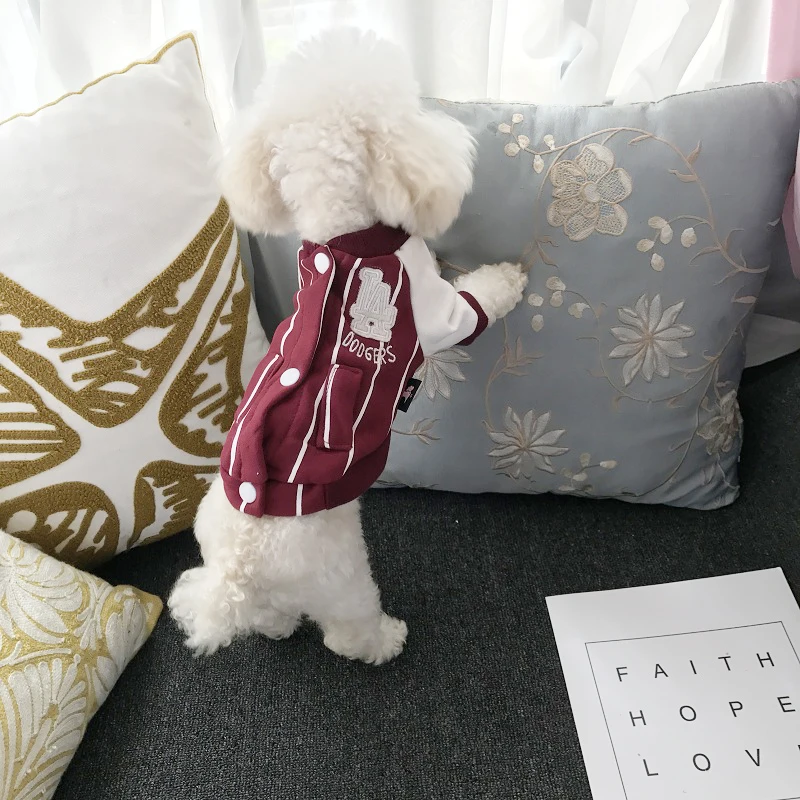 Новое поступление осень/зима винно красный цвет белая полоса Досуг Собака Pet