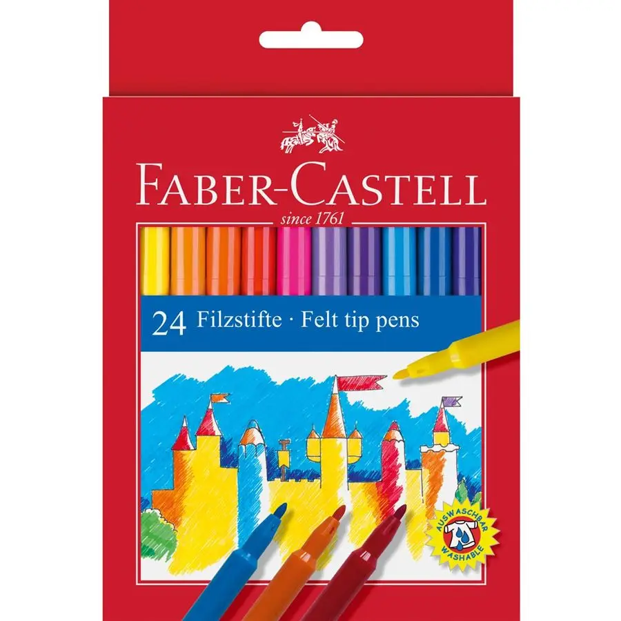 Original Faber Castell 554224 NEW Fibre Tip Pen Cardboardbox Of 24 Felt Tip Pens