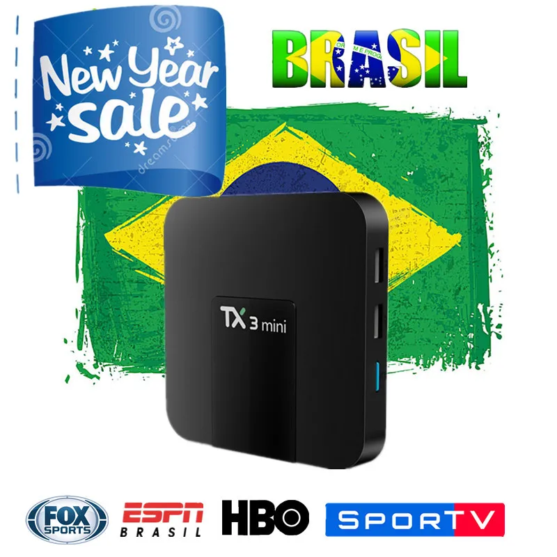 Android 7 1 Amlogic 905W ТВ приставка 1G/8G + умная Лучшая подписка Бразилии один год HBO Sports TV ESPN