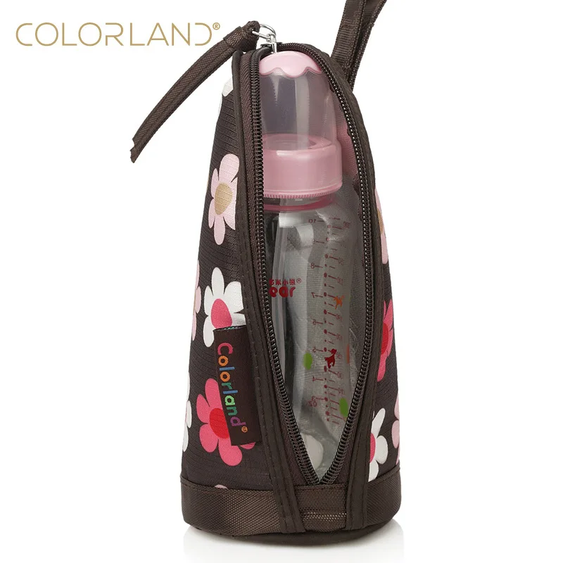 Цветная сумка COLOR.LAND Mummy Thermal Feeding Milk Bottle для термоса для кормления младенцев с изоляцией ручной сумки для переноски чашки с молоком и карманом для хранения на молнии.