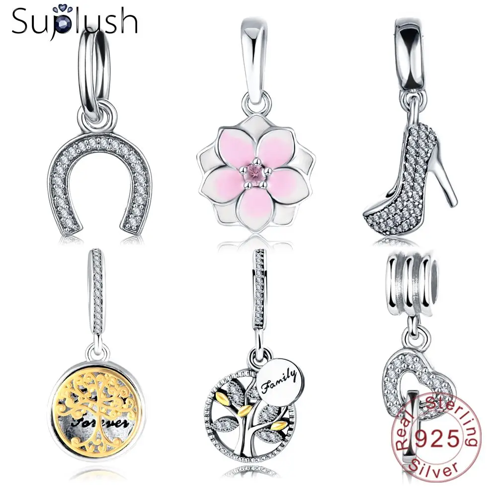 Suplush 31 стиль 925 пробы Серебряный Кулон Шарм Подходит бренд Шарм DIY браслет кулон для изготовления ювелирных изделий