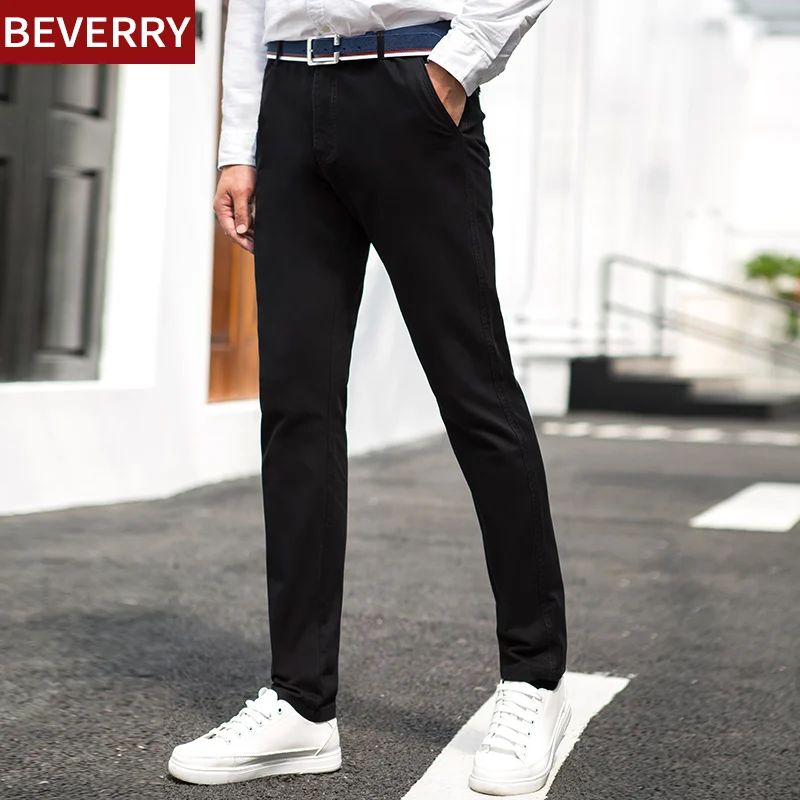 BEVERRY 100% хлопок для мужчин's повседневное чиносы Осень Зима Человек толстые