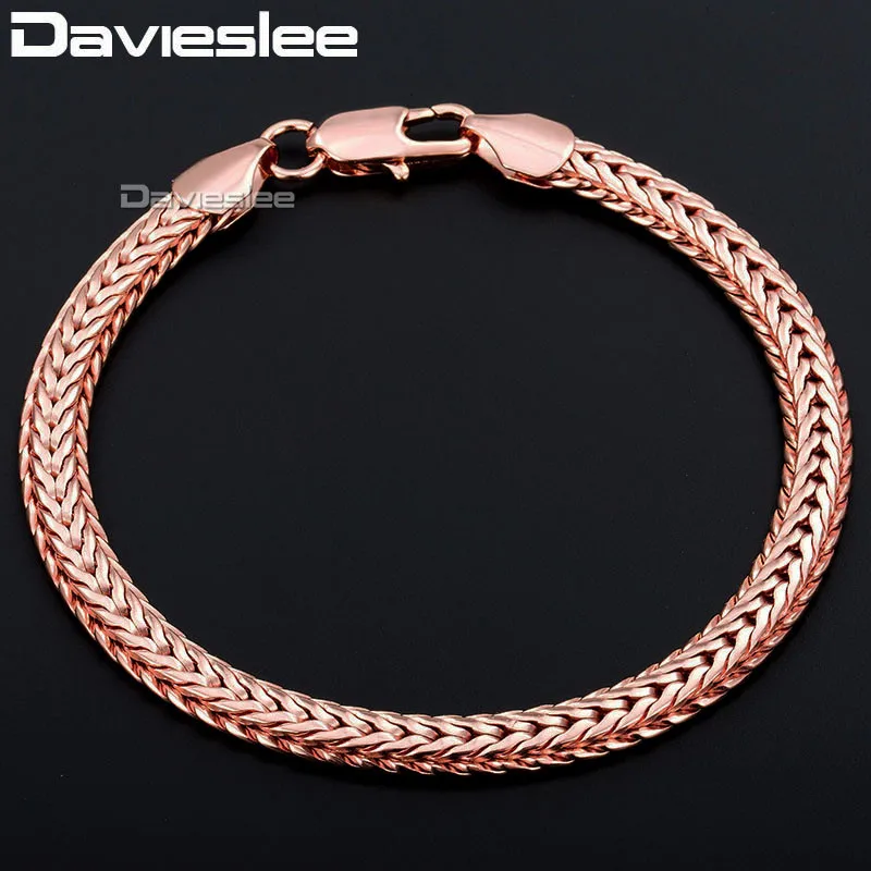 Женский плетеный браслет из розового золота 585 пробы 6 мм 18 см 20 23 GB254|women bracelet|bracelet
