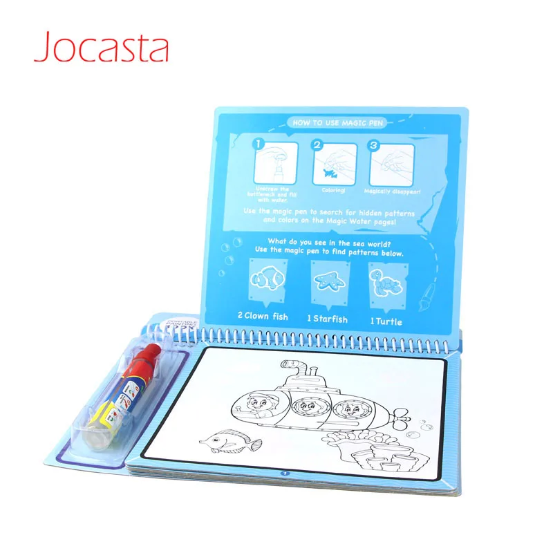 Jocasta Морская жизнь Вода Рисование книга раскраска доска карта с волшебной ручкой