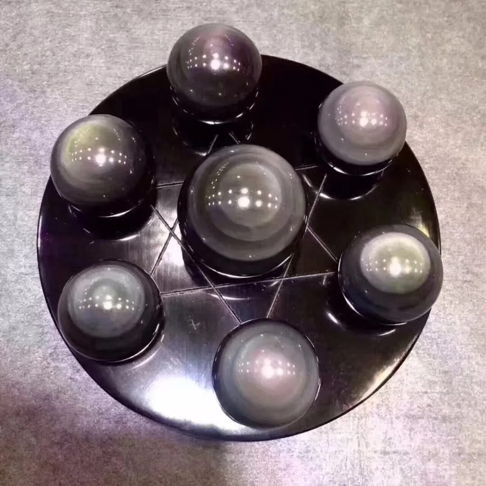 Натуральный льда Радуга обсидиан Qixing массив круглые шарики семь Star Group