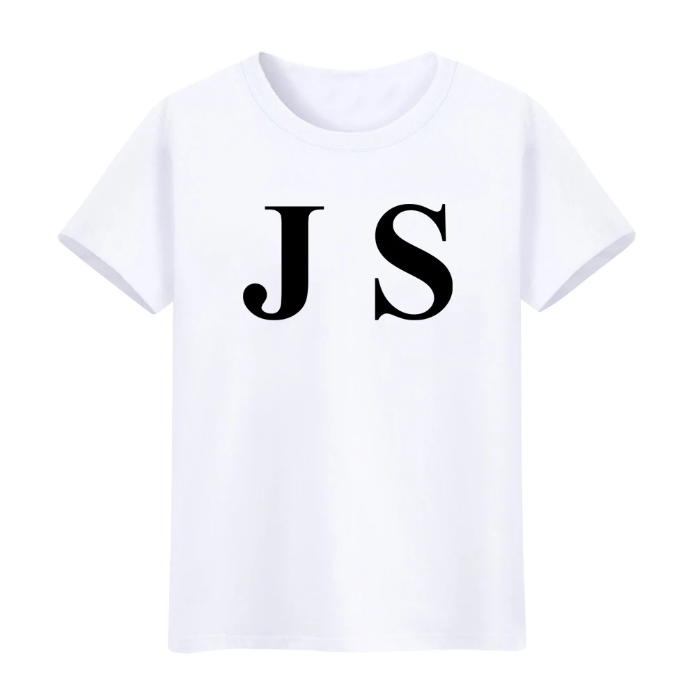 Летние шорты футболка с длинными рукавами простая JS Письмо печати Пара Хлопок