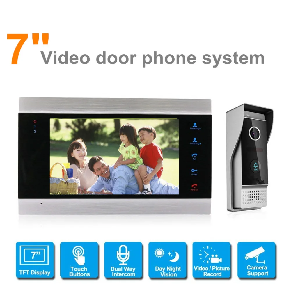 7 &quotTFT ЖК дисплей проводной видео домофон видеодомофон громкой связи Системы