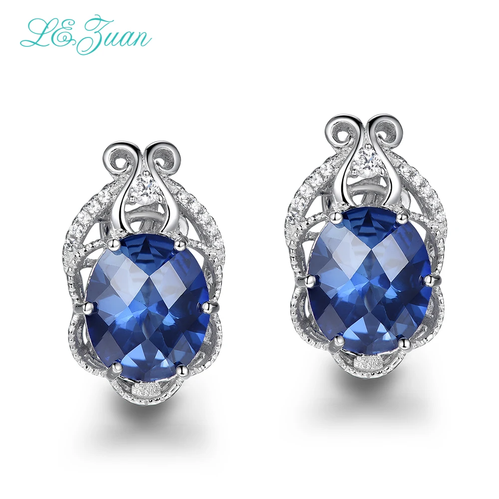 

Женские серьги в шахматном стиле L & zuan, ювелирные украшения из серебра 925 пробы с сапфировым голубым камнем карата, драгоценные камни