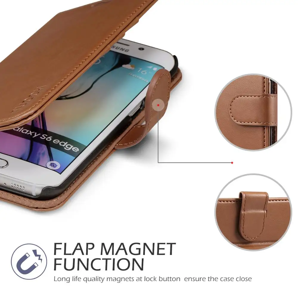 Tuch бумажник чехол для Samsung Galaxy S6 Edge, отделения для карт Kickstand Премиум PU кожаный флип чехол-книжка для Galaxy S6E