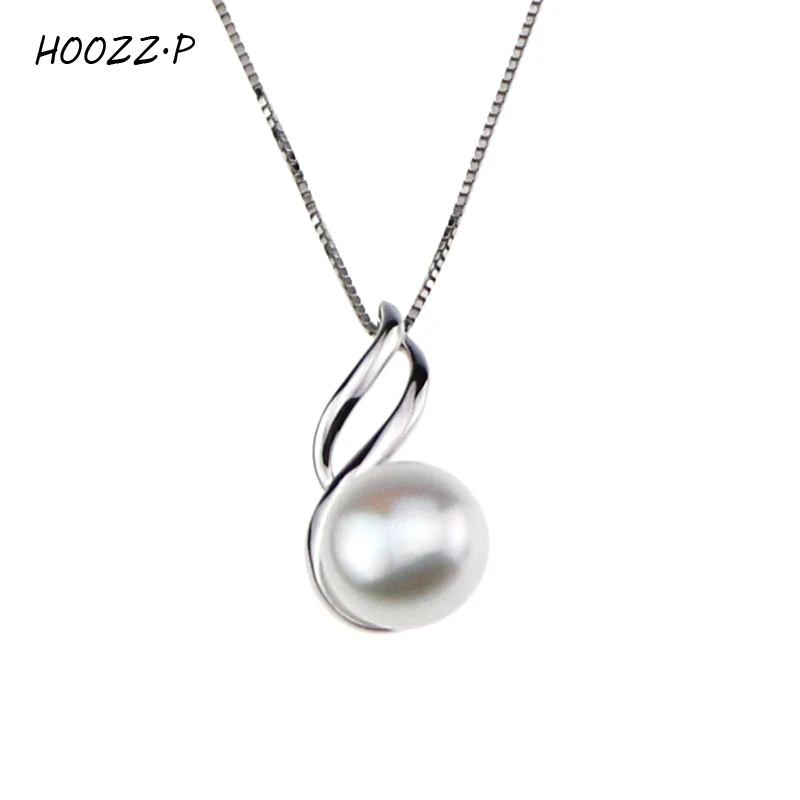 

HOOZZ.P Pearl Pendant Necklace 925 Sterling silver White freshwater Cultured Pearl 9-10mm For Women Fine Jewelry With Box