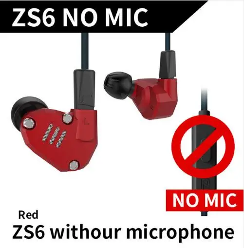 ZS6Rednomic KZ ZS6 2DD+ 2BA Гибридный в ухо наушник Monito Запуск Спорт bluetooth наушники Металлические Наушники Hi-Fi DJ гарнитура вкладыши - Цвет: ZS6Rednomic