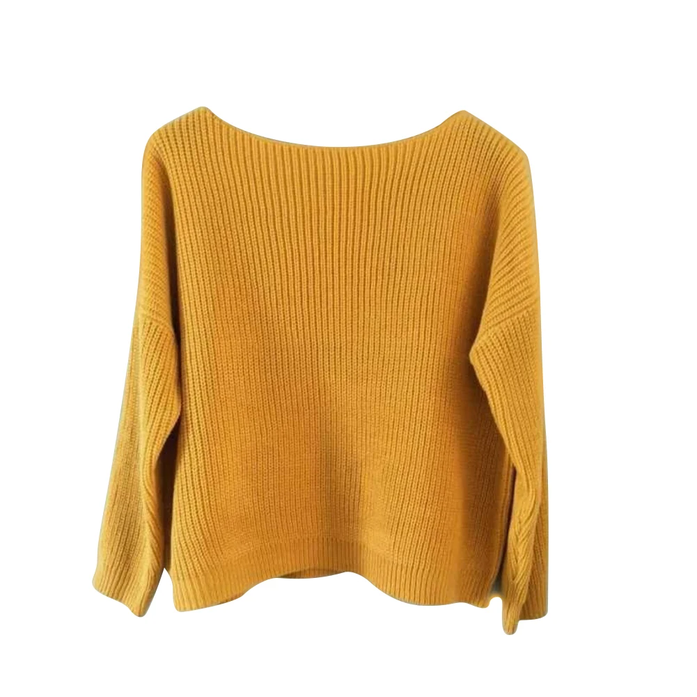 Для женщин Сплошной Цвет вязаный свитер зима-осень с длинным рукавом Мода Теплый