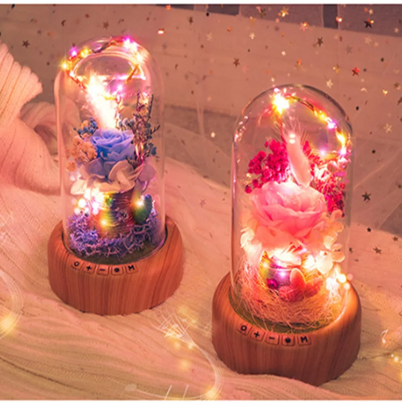 Креативный Bluetooth стерео ночник зарядка красивые розовые синие цветы Санта