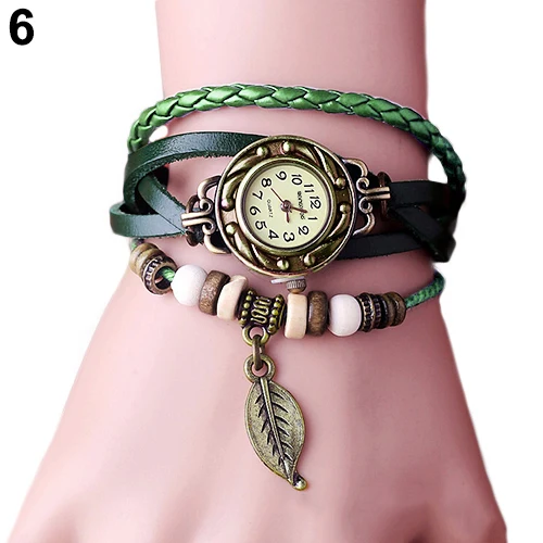 Женский кожаный браслет кварцевые часы в стиле ретро|wrist women|wrist clock womenwrist |