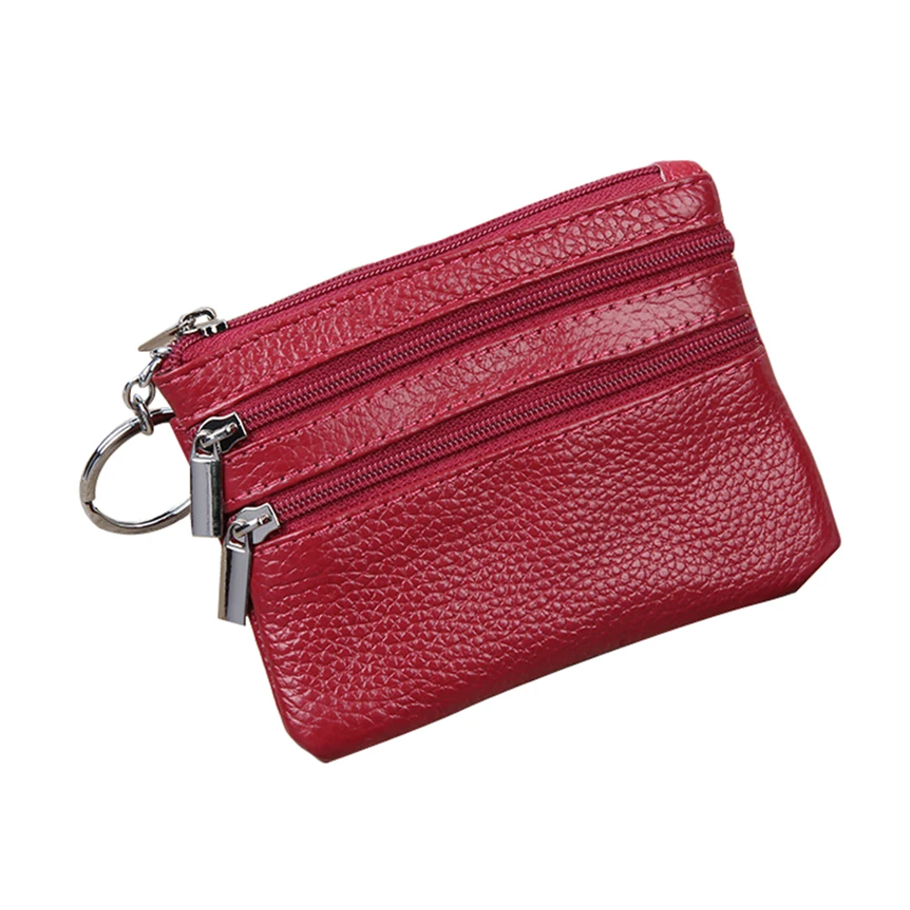 Rose Red Натуральная кожа ключи, монеты организатор мешок с застежкой-молнией мешок Для женщин кошелек сумочка подарок - Цвет: Rose Red