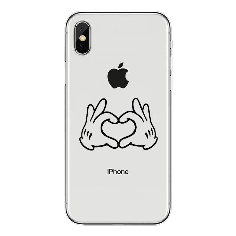 Мягкий силиконовый прозрачный чехол из ТПУ с рисунком Микки Мауса Для Apple iPhone X 8 7 6