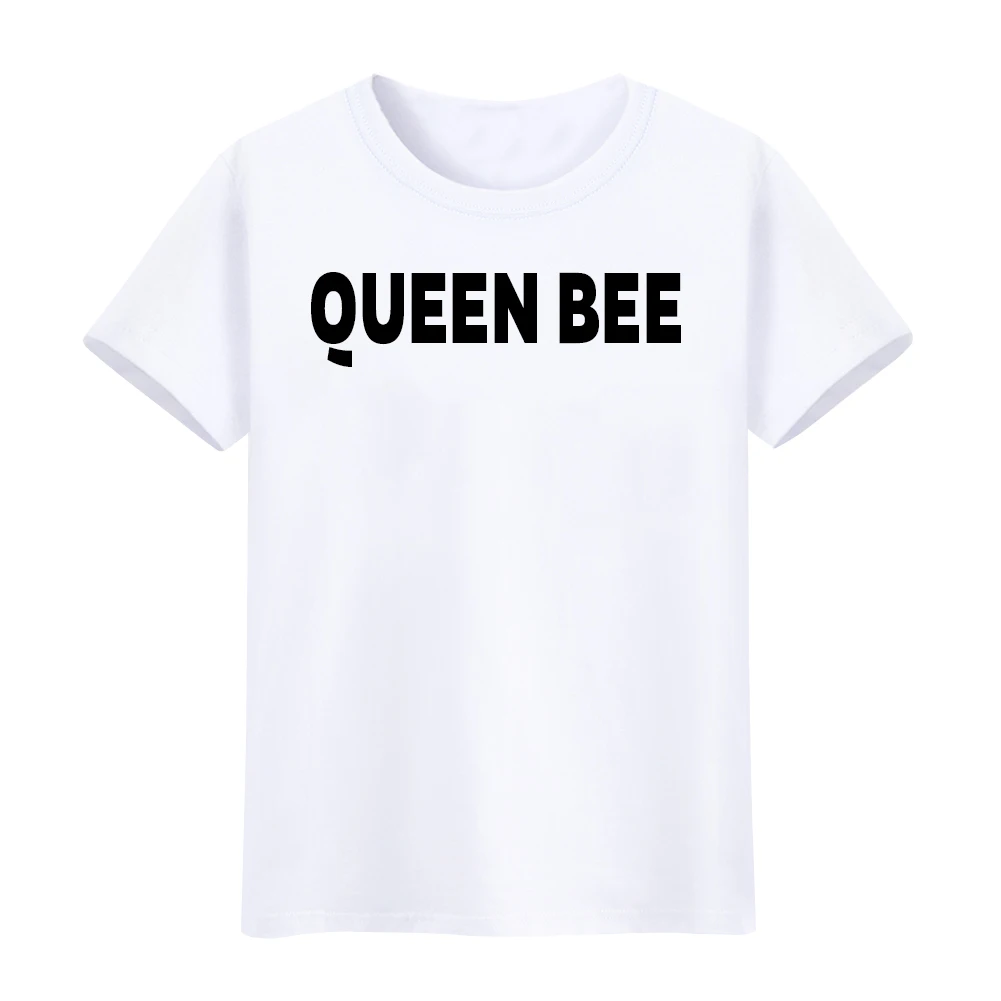 Женские летние повседневные Queen Bee Письмо печати любителей моды футболка |