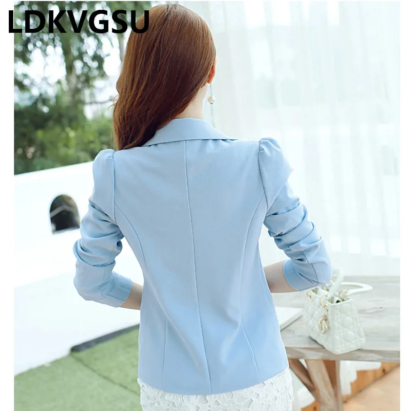 

2018 Spring Autumn New Korean Women Blazer Coat Slim Long Sleeve One Button Solid Color Small Suit Jacket Female 5Colors Is291