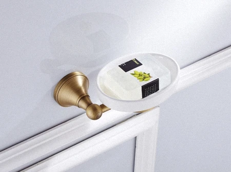 Soap Dish Аксессуары для ванной комнаты, вешалка для полотенец, держатель для бумаги, крючок для халата, античная латунь, настенный, твердая латунь, набор для душевой ванны - Цвет: Soap Dish